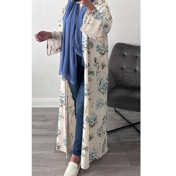 CREAM FLOWER PRINTED ABAYA