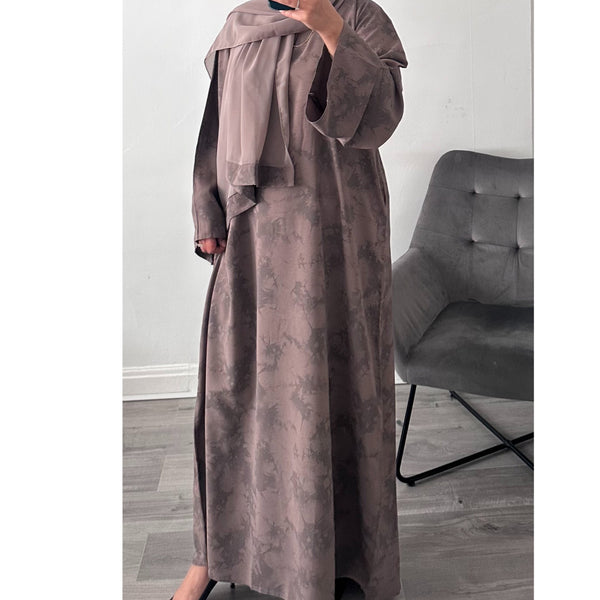 YARA PRINTED CLOSED ABAYA MAUVE