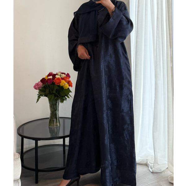 SAFINA - Jacquard closed abaya navy
