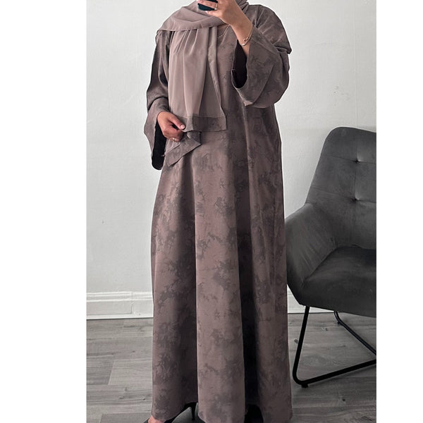 YARA PRINTED CLOSED ABAYA MAUVE