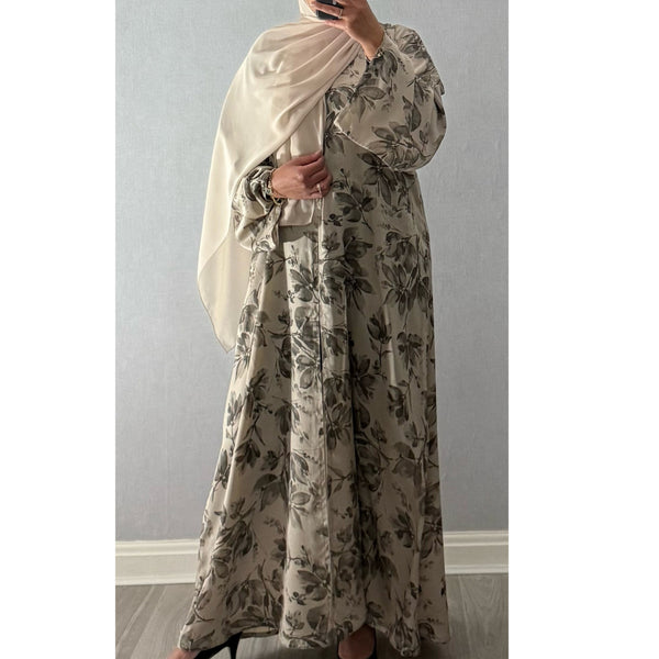 ANEESA FLOWER OPEN ABAYA STONE