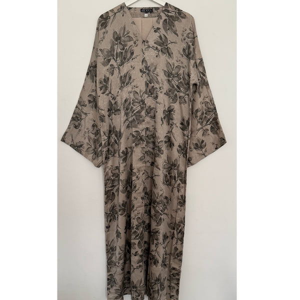 ANEESA FLOWER OPEN ABAYA STONE