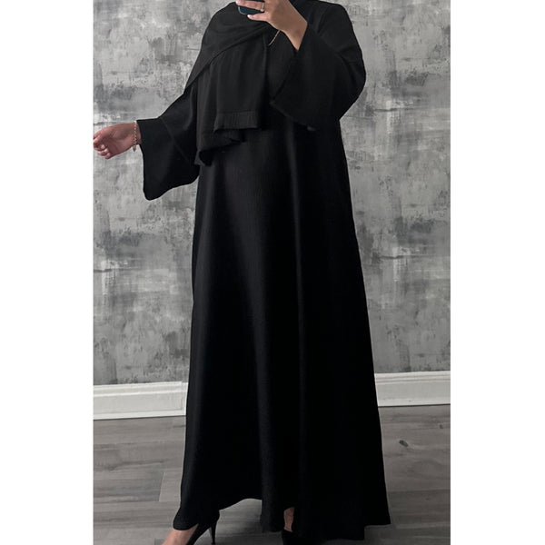 SOFT LINEN CLOSED ABAYA BLACK