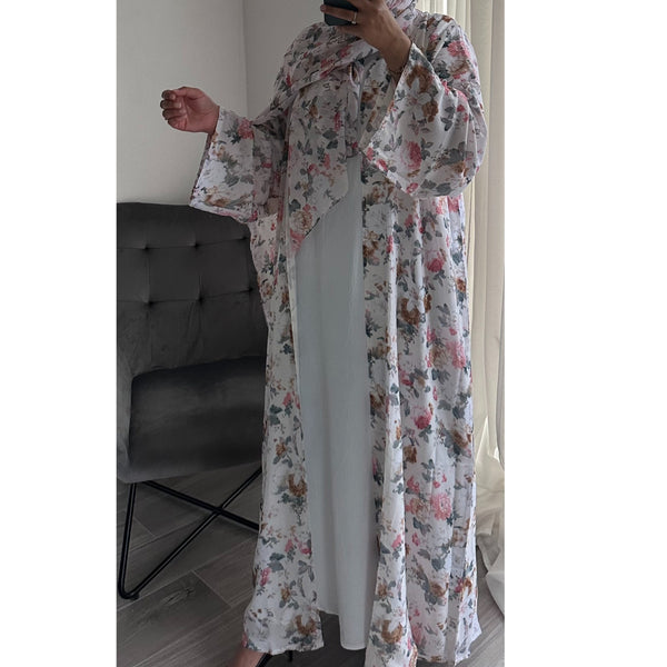 SUMMER PRINT PASTEL PRINT OPEN ABAYA