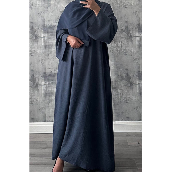 SOFT LINEN CLOSED ABAYA DENIM BLUE