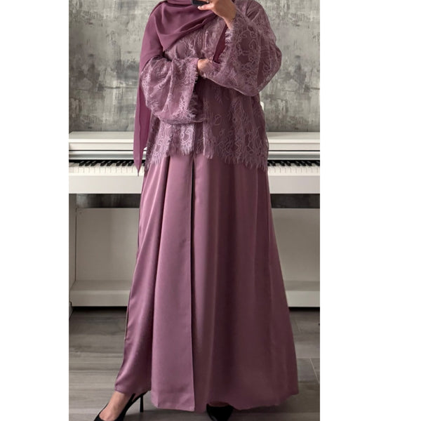 MARWA LACE ABAYA LILAC