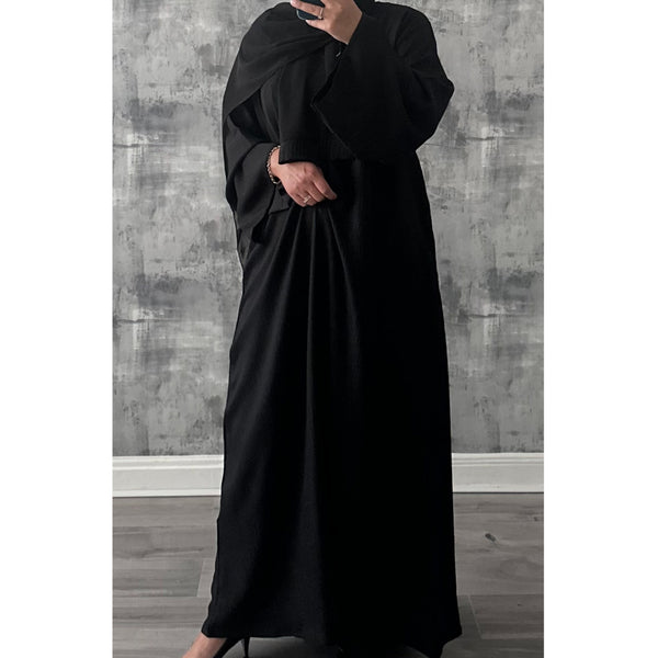 SOFT LINEN CLOSED ABAYA BLACK