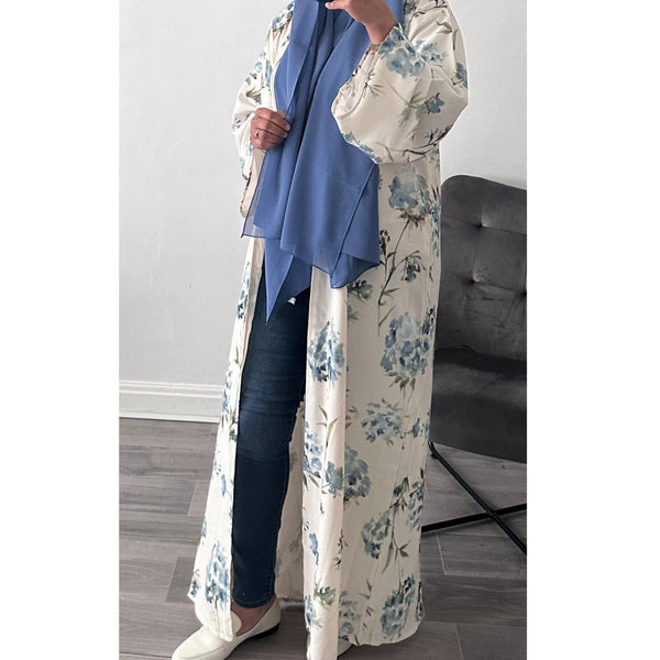 CREAM FLOWER PRINTED ABAYA