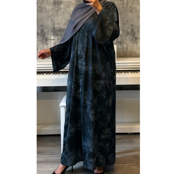 LIMITED EDITION 2 PIECE SET YUSRA 3.0 OPEN ABAYA COLLECTION WITH BUTTONS - TEAL