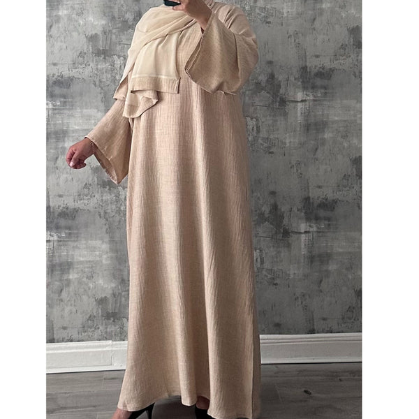 SOFT LINEN CLOSED ABAYA CREAM