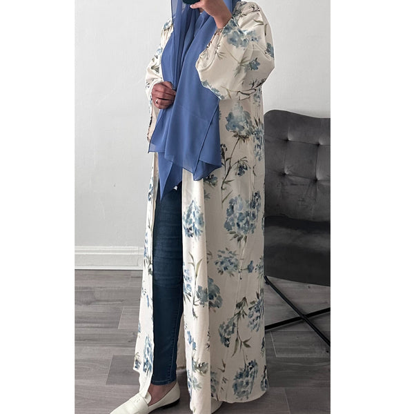 CREAM FLOWER PRINTED ABAYA