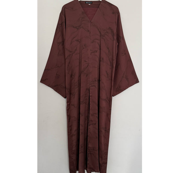 MARBLE PRINT OPEN ABAYA WITH BUTTONS PINK