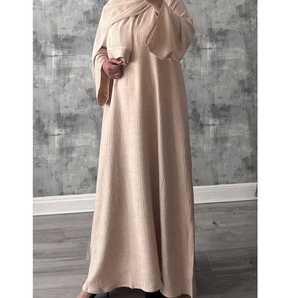 SOFT LINEN CLOSED ABAYA CREAM
