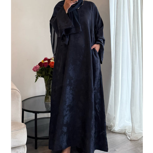 SAFINA - Jacquard closed abaya navy