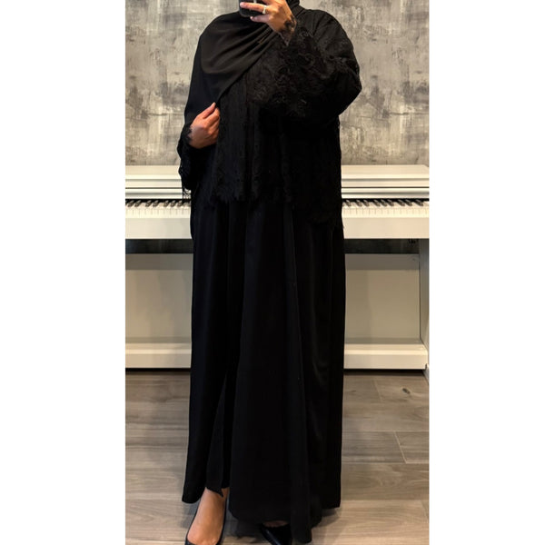 MARWA LACE ABAYA BLACK