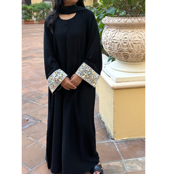 FLOWER GARDEN CLOSED ABAYA YELLOW