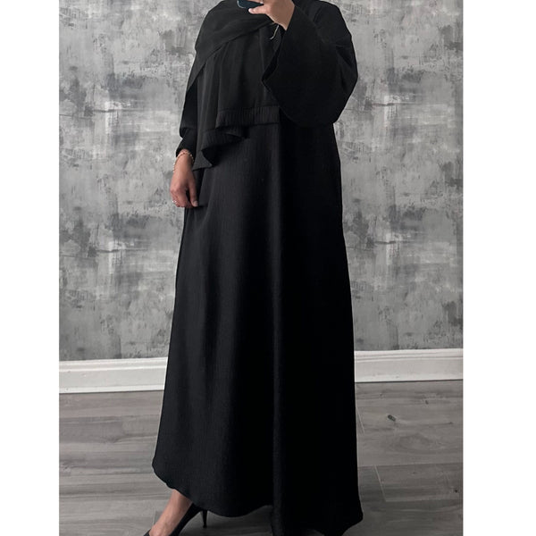 SOFT LINEN CLOSED ABAYA BLACK