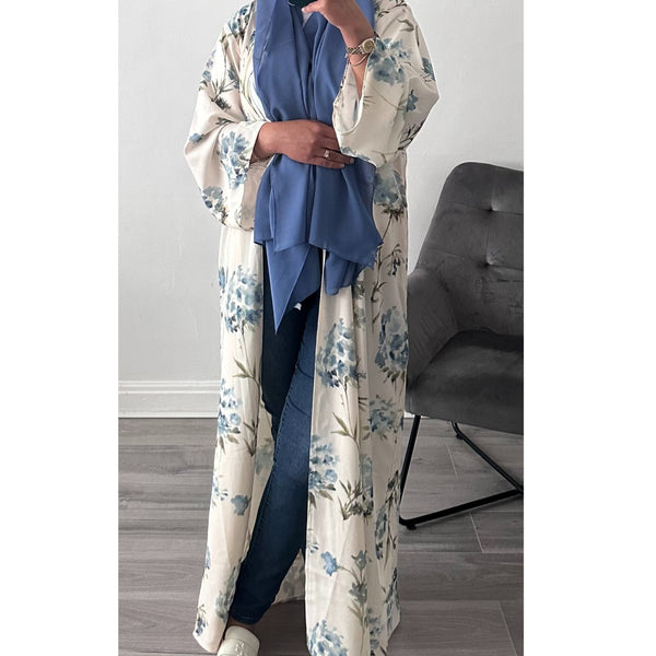 CREAM FLOWER PRINTED ABAYA