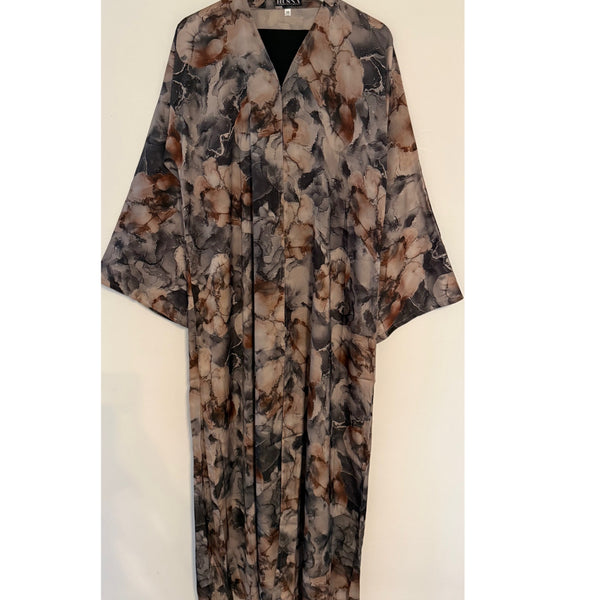 LIMITED EDITION YUSRA 4.0 OPEN ABAYA WITH BUTTONS - BLACK MIX