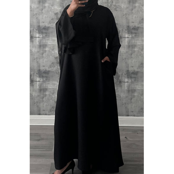SOFT LINEN CLOSED ABAYA BLACK