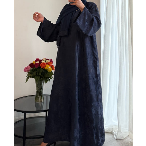 SAFINA - Jacquard printer closed abaya midnight blue