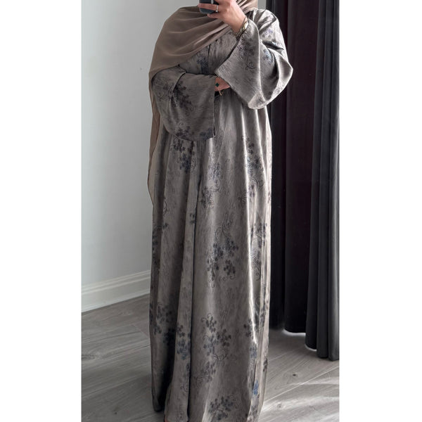 LIMITED EDITION HIBA OPEN ABAYA WITH BUTTONS - TAUPE