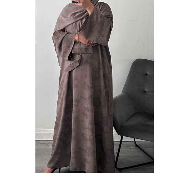 YARA PRINTED CLOSED ABAYA MAUVE