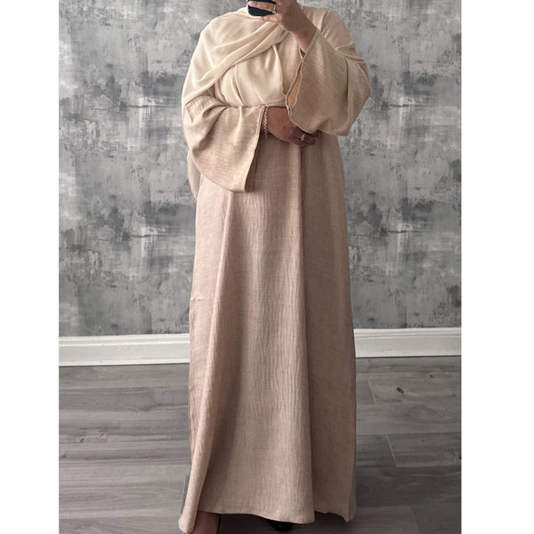 SOFT LINEN CLOSED ABAYA CREAM
