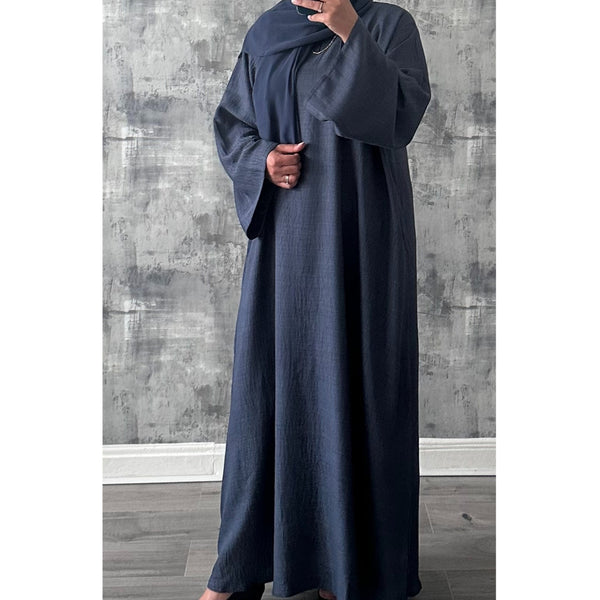 SOFT LINEN CLOSED ABAYA DENIM BLUE