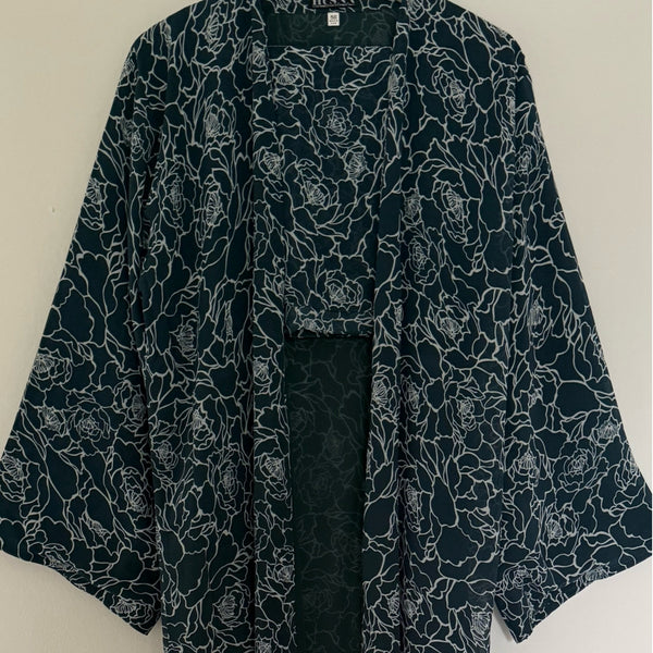LIYAANA CHIFFON PRINTED ABAYA GREEN