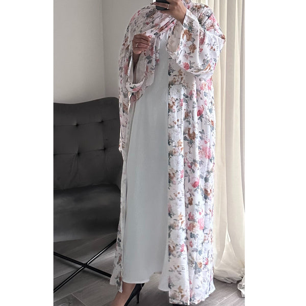 SUMMER PRINT PASTEL PRINT OPEN ABAYA