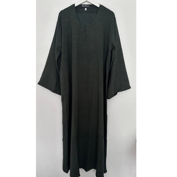 SOFT CLOSED LINEN ABAYA GREEN