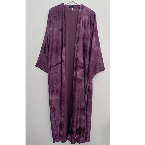 4 PIECE MARBLE PRINT ABAYA PLUM