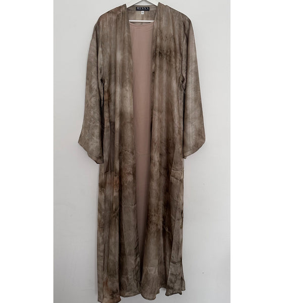 4 PIECE MARBLE PRINT ABAYA SAND