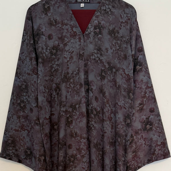LIMITED EDITION HANIYA OPEN ABAYA WITH BITTONS - MAROON MIX