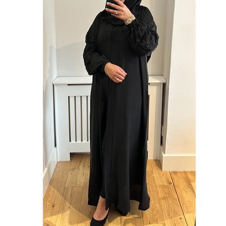 CORDUROY CLOSED 2 POCKET ABAYA BLACK