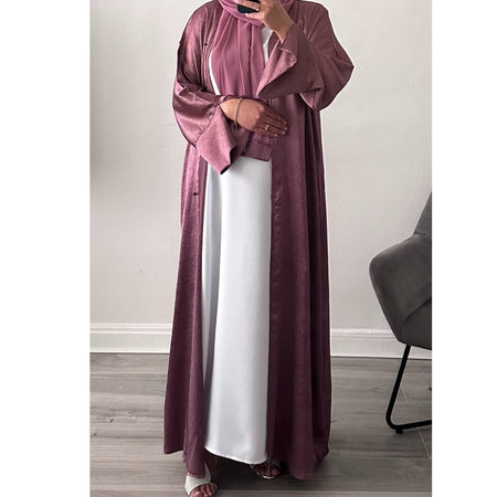 OPEN ABAYA DUSTY PINK/WHITE