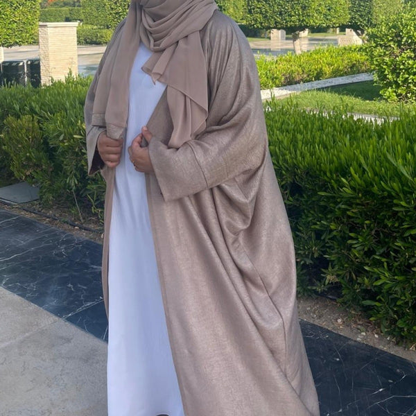 OPEN FARASHA KIMONO STYLE ABAYA BEIGE/LATTE