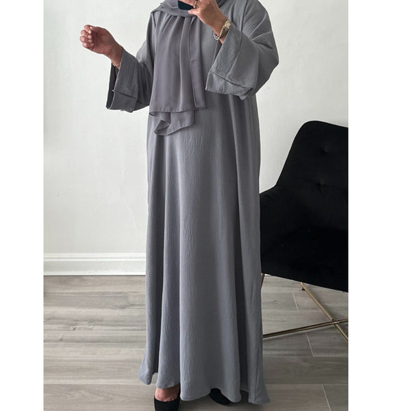 EVERYDAY CREPE ABAYA LIGHT GREY