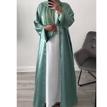 OPEN ABAYA DUSTY PINK/WHITE