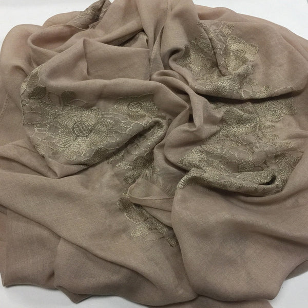 GOLD CROCHET BEIGE HIJAB - Husna Collections