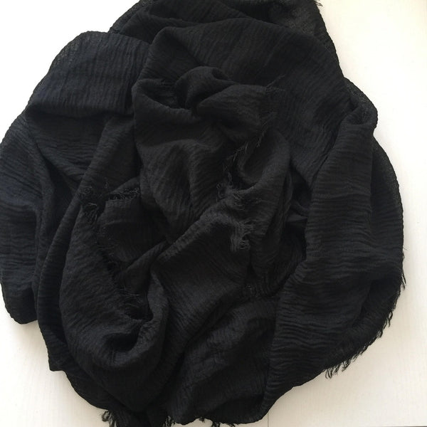 CRIMP HIJAB BLACK - Husna Collections