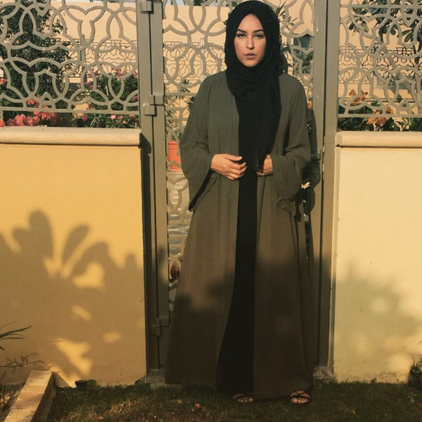 CREPE KIMONO KHAKI - Husna Collections