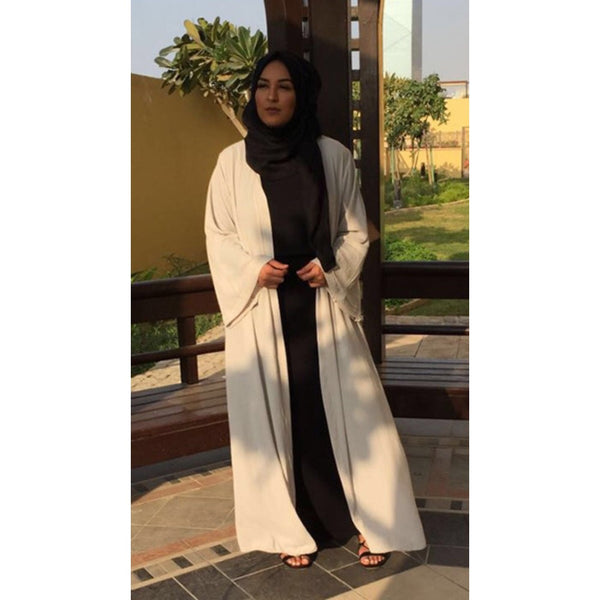 LIGHT GREY CREPE KIMONO - Husna Collections