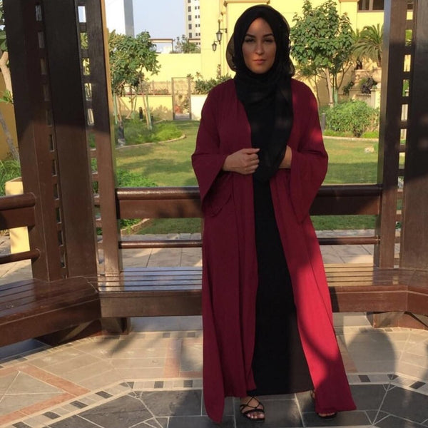 MAROON CREPE KIMONO - Husna Collections