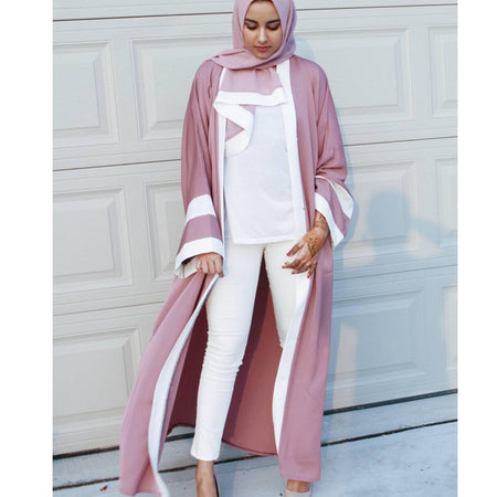 CROCHET WHITE TRIM ABAYA