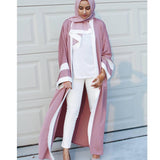 OPEN ABAYA DUSTY PINK/WHITE