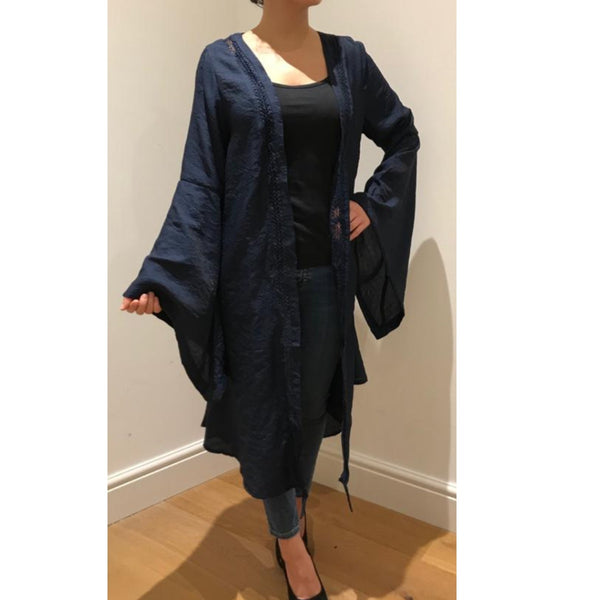 NAVY TRIM KIMONO