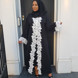CROCHET WHITE TRIM ABAYA