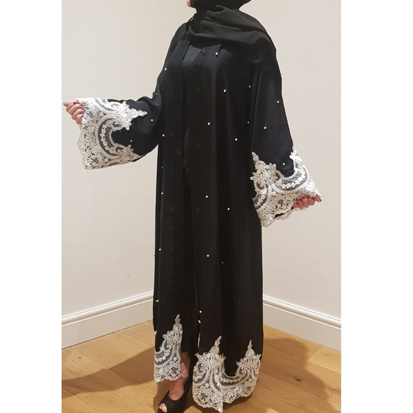 BLACK PEARL LACE ABAYA